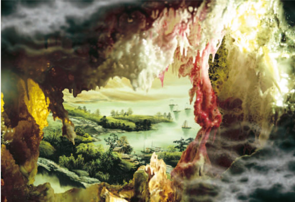H.H.第三世多杰羌佛藝術西畫欣賞- A Beautiful World Discovered From a Cave 別有洞天